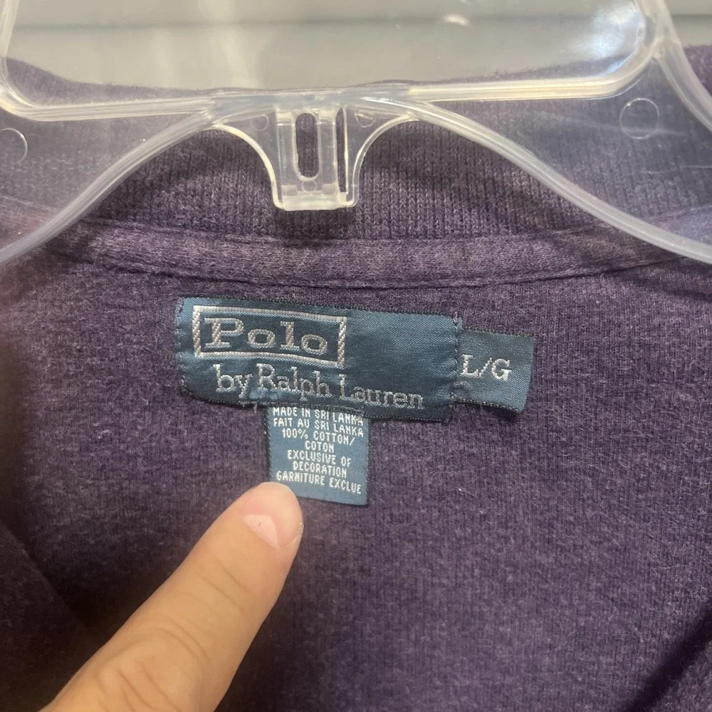 Polo Ralph Lauren Sweater‎ Men's LARGE Purple 1/4 Zip Pullover Pony Logo Vintage